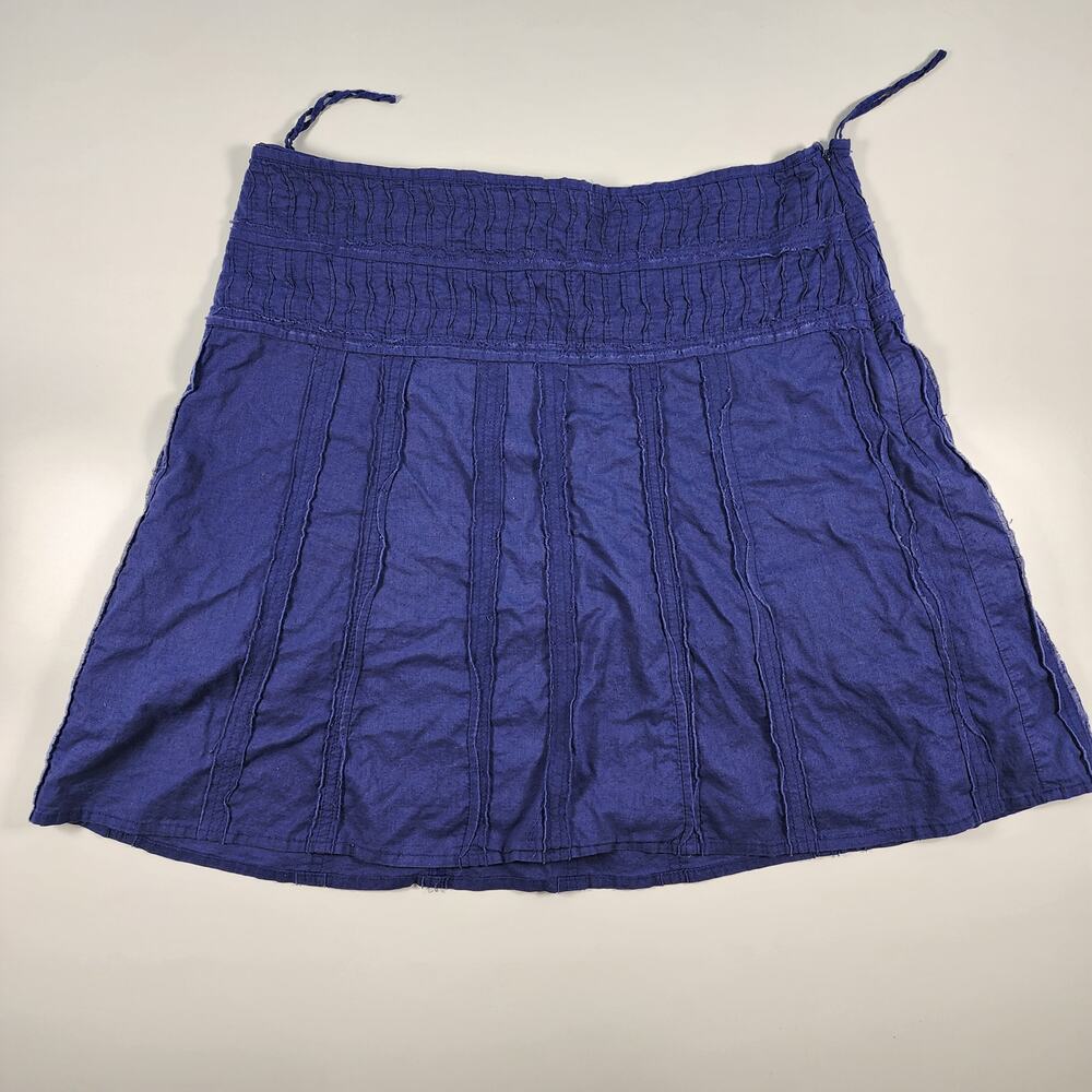 Prana Blue Cotton Mini Skirt Size 6 Boho Casual A-Line‎